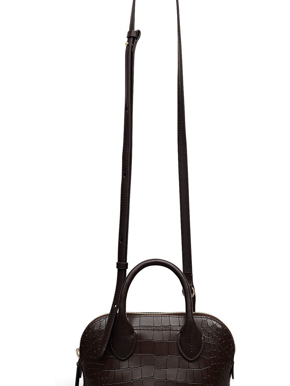 Nordstrom Dark Brown Croc-Embossed Leather Mini Crossbody